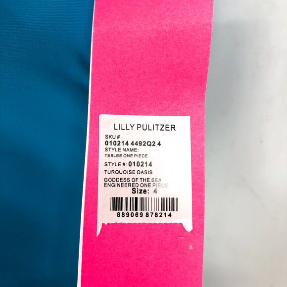 LILLY PULITZER Teslee One-Piece Swimsuit Size 4 Blue Oasis Goddess The Sea NWT - Picture 8 of 11